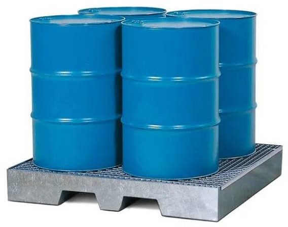 722 DENTA Wanna wychwytowa 4P2-LP stalowa cynkowana z kieszeniami na widły i kratą na 4 beczki po 200 l 72279379 79379-uniw