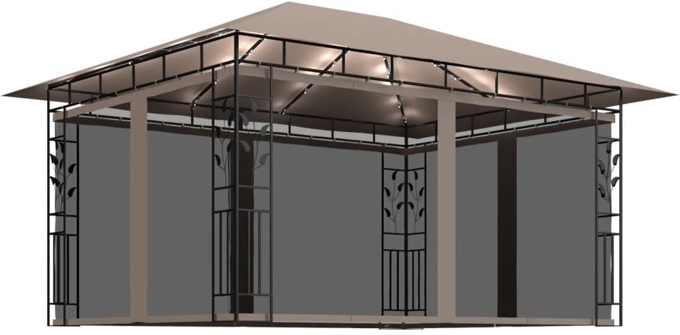 vidaXL Altana z moskitierą i sznurem lampek, 4x3x2,73 cm, kolor taupe! 3070319