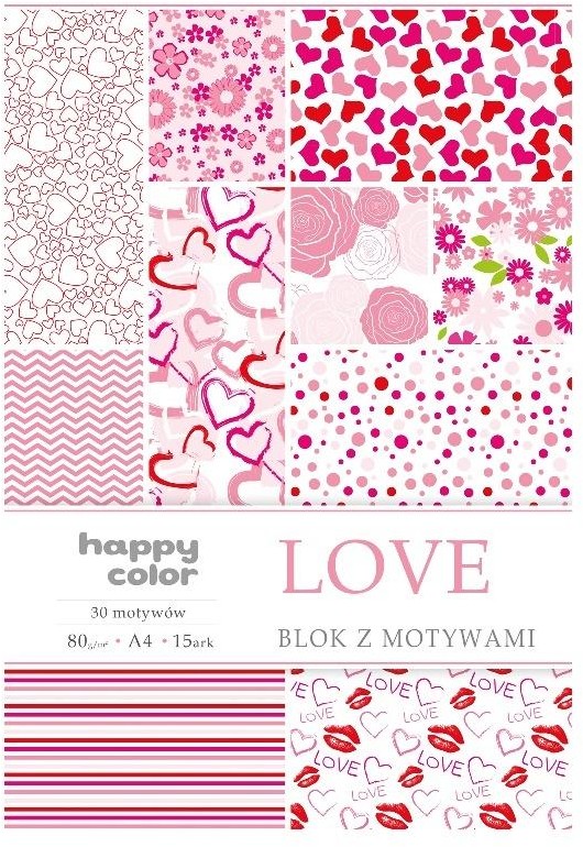 GDD Blok A4/15 z motywami Love HAPPY COLOR