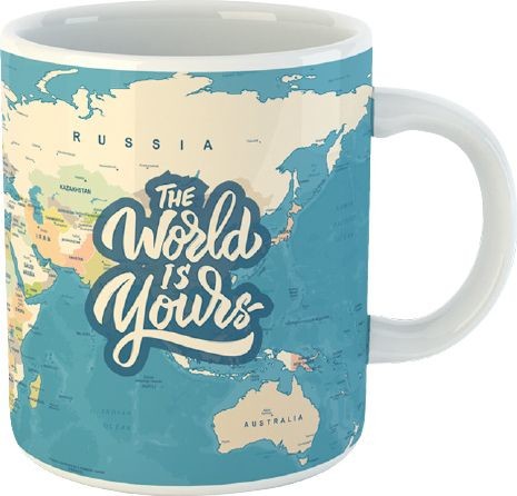 NoName kubek World 300 ml 12 x 10 cm ceramiczny turkusowy twm_985479
