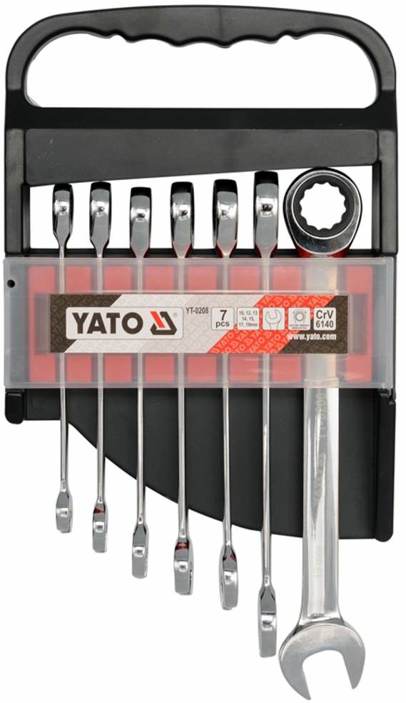 Yato Klucze płasko - oczkowy z grzechotką 10-19 mm, kpl 7 szt. YT-0208