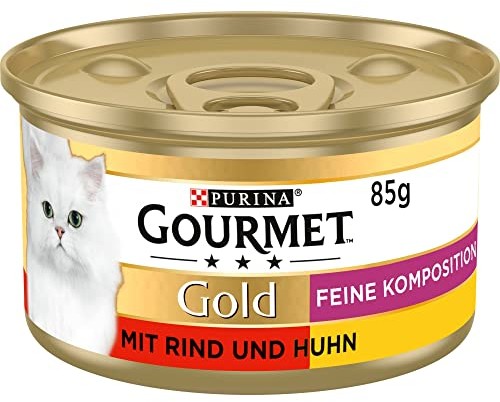 Purina GOURMET Gourmet 12176171 Mokra Karma z Wołowiną i Kurczakiem dla Kotów, 12 x 85 g 12176171