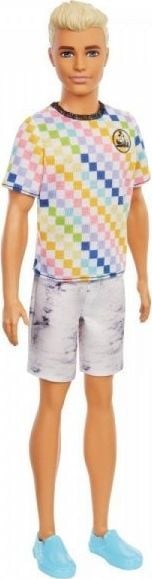 Mattel Lalka Barbie Fashionistas Ken T-shirt kolorowa kratka GXP-783779
