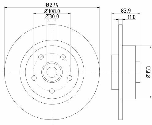 HELLA Pagid 8DD 355 112-361 tarcza hamulcowa PRO, tylna oś, powłoka powlekana, zestaw składający się z 1 tarczy hamulcowej 355112361