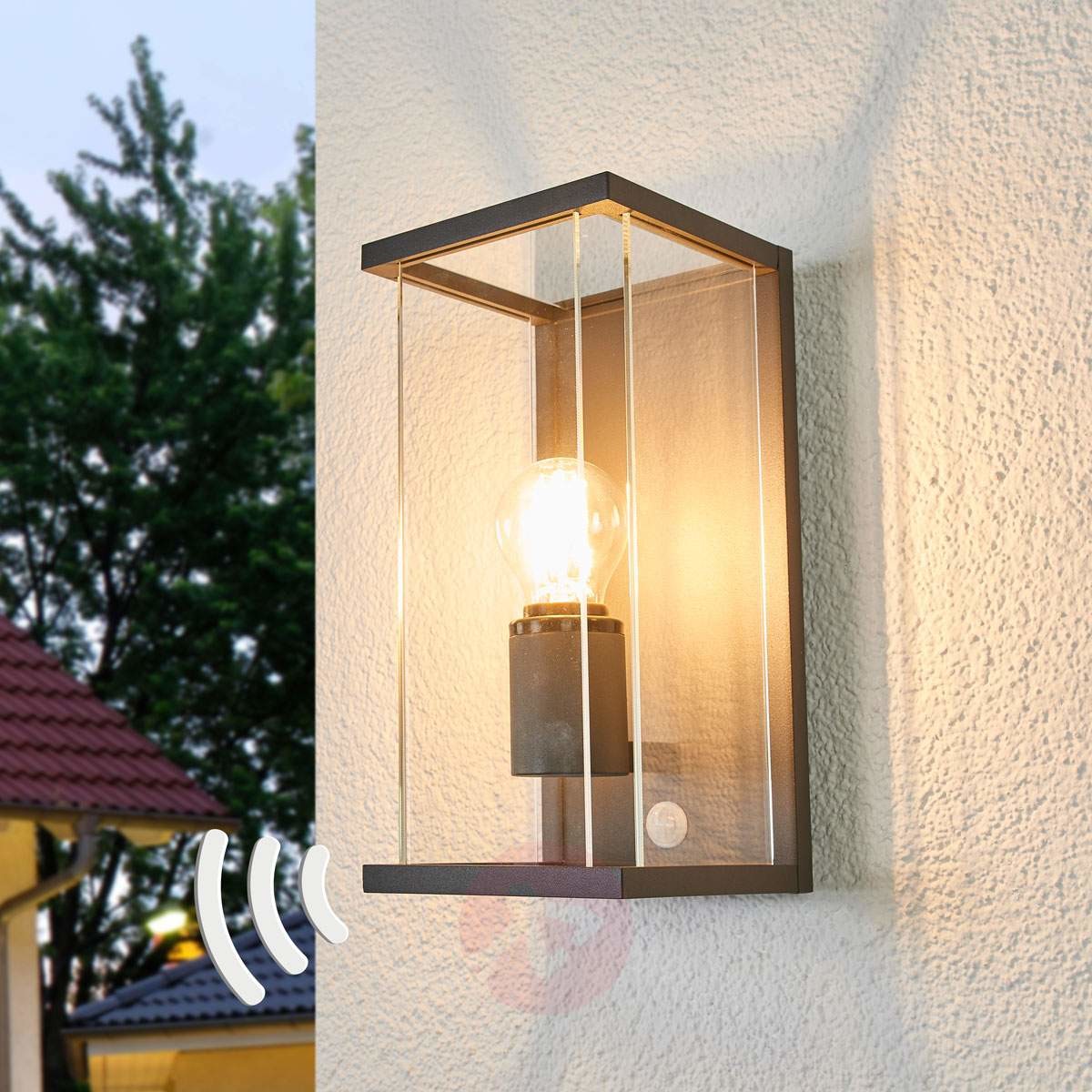 LAMPENWELT.COM Zewnętrzny kinkiet Annalea z czujnikiem ruchu