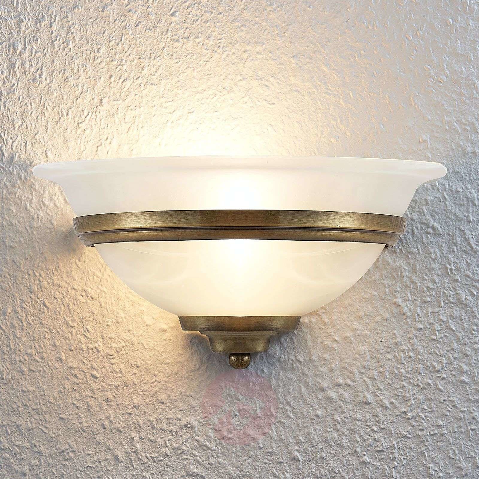 Lampenwelt com Lampa ścienna Irimia ze szkła, stary mosiądz