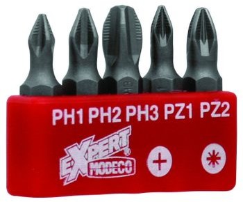 Modeco Komplet 5 szt końcówek wkręcających typu PH PZ 25MM PH1,PH2,PH3,PZ1,PZ2) MN-15-512 5022