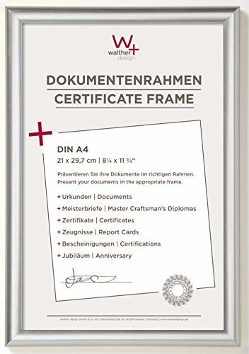 Walther design KP130S Trendstyle ramka z tworzywa sztucznego 21x29, 7 cm DIN A4, srebrna