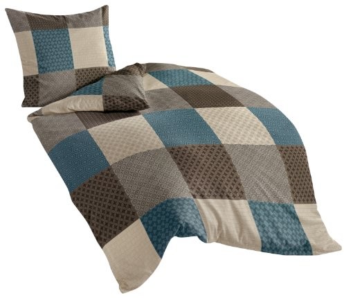 Bierbaum 6277_04 Dessin pościel flanelowa, wzór Mokka, poszewka na kołdrę: 135 x 200 cm i poszewka na poduszkę: 80 x 80 cm 6277_04