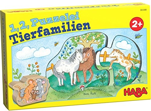 Haba 303308 puzzelei 1,2, zwierząt rodzin, do gry