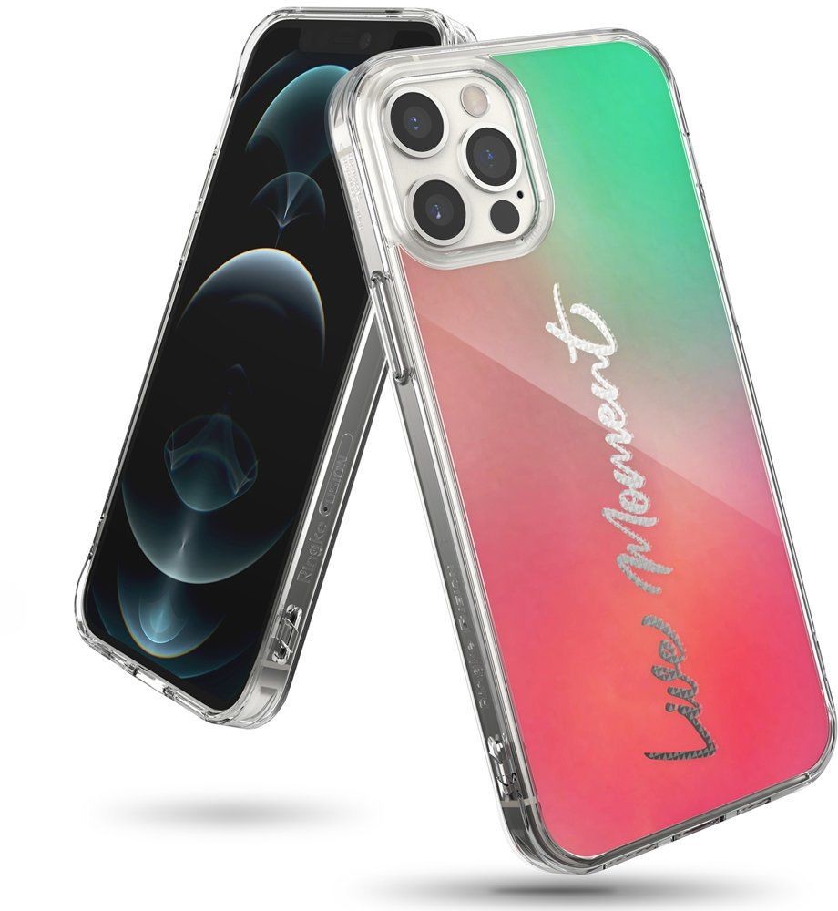 RINGKE Fusion Design pancerne etui pokrowiec z żelową ramką iPhone 12 Pro Max różowo-zielony (GNAP0028) GNAP0028