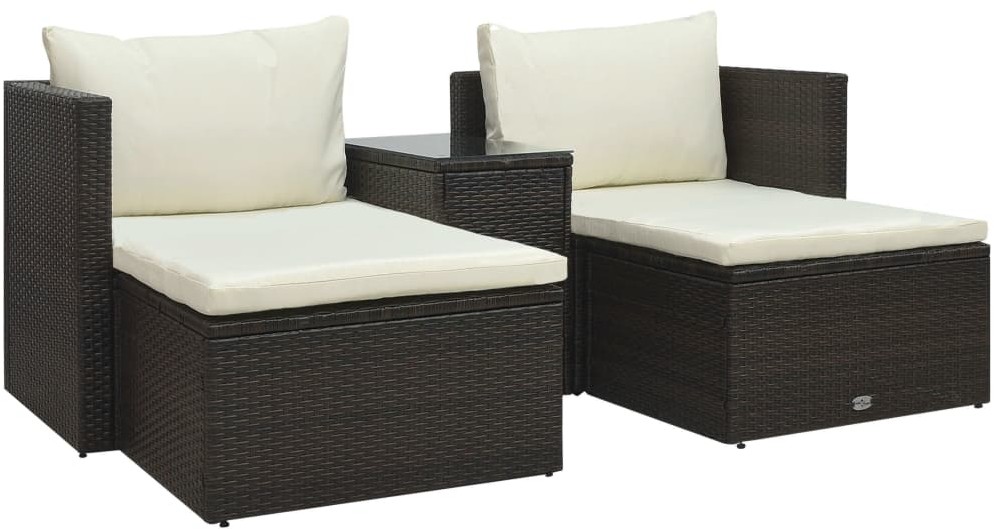 vidaXL 5-cz. zestaw mebli do ogrodu, poduszki, rattan PE, brązowy
