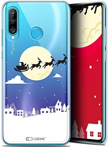 Caseink Etui ochronne do Huawei P30 Lite, ultracienkie Boże Narodzenie 2017 Flying Stanta CRYSPRNTP30LITEFLYSANTA