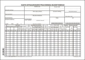 Firma krajewski Karta wynagrodzeń dla jednostek budżetowych A4 [Pu/Zo-94] Pu/Zo-94
