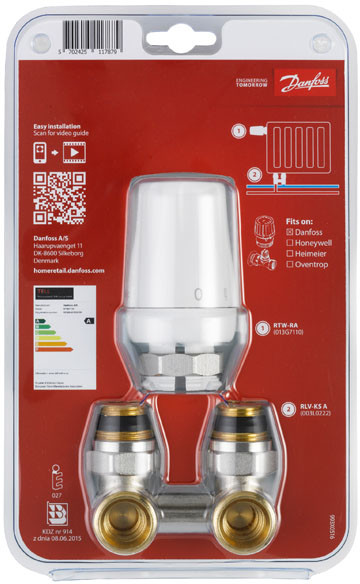 Danfoss Zestaw prosty głowica RTW-K 2 elementy