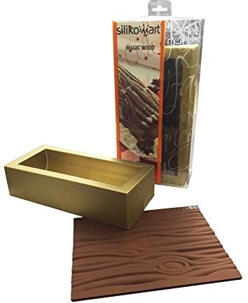 Silikomart 25.057.99.0063 forma do pieczenia do kłody silikonowy z efektem dywan drewno złota/brązowa 25 x 9 x 7 cm 25.057.99.0063