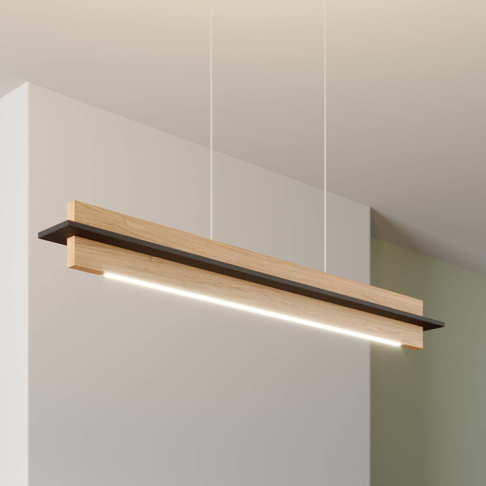 ROTHFELS Rothfels Lexa lampa wisząca LED, dąb/czarna 78 cm