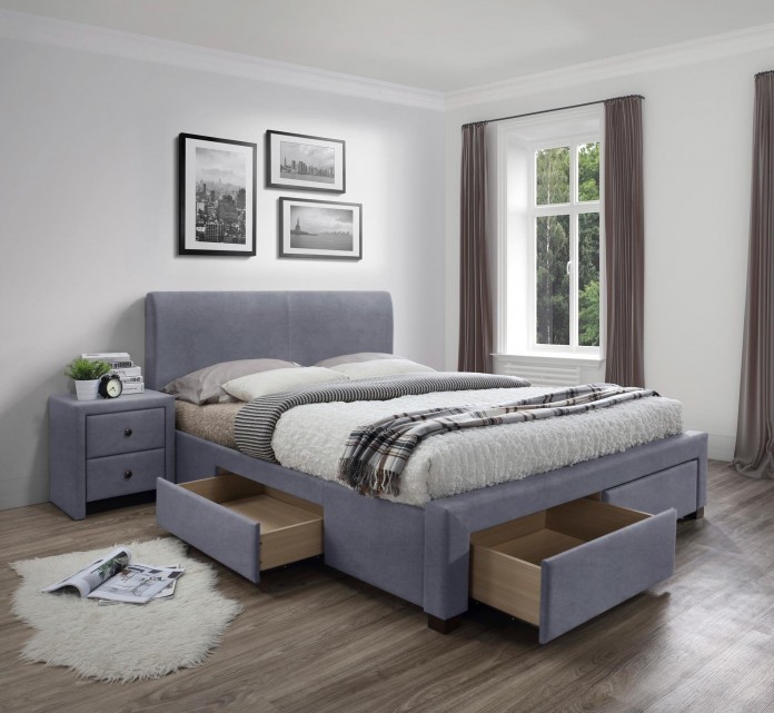MODENA 3 łóżko z szufladami popiel velvet (6p=1szt)