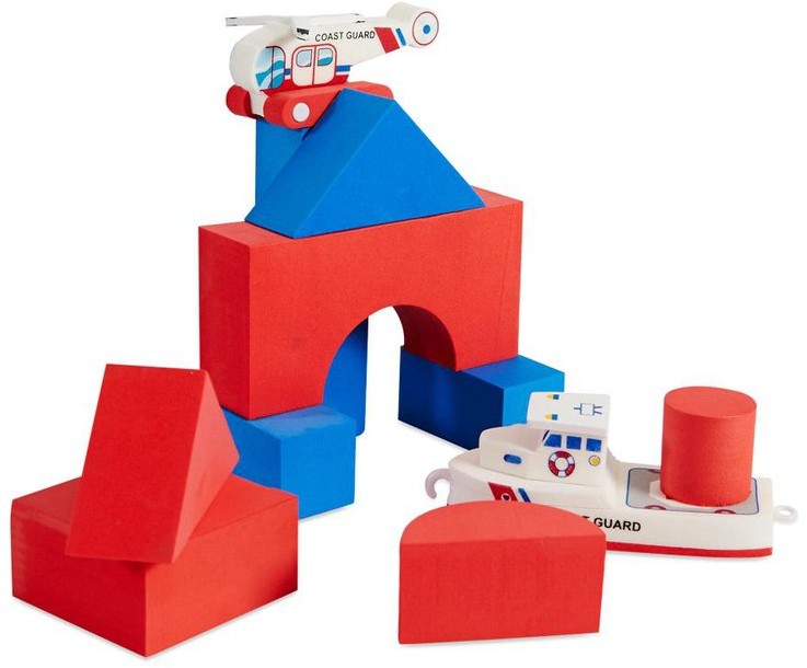 BathBlocks Zabawka do kąpieli BathBlocks - Straż przybrzeżna z helikopterem 11 el.