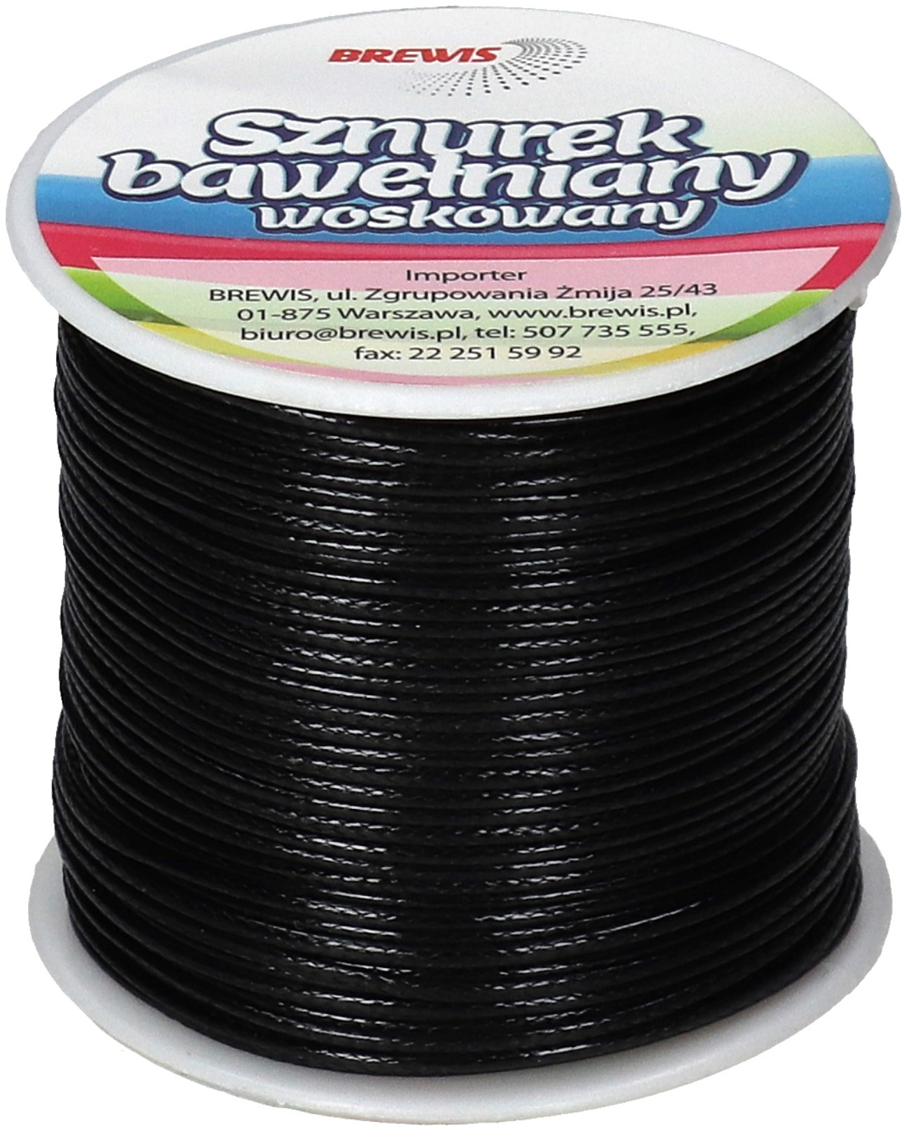 BREWIS Sznurek bawełniany czarny 1mmx25m woskowany Brewis
