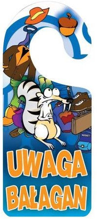 Zawieszka na klamkę UWAGA BAŁAGAN