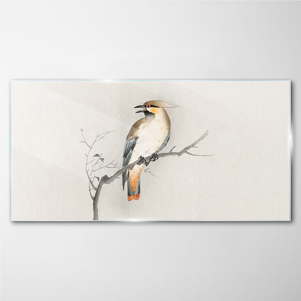 PL Coloray Obraz Szklany Gałąź Zwierzęta Ptaki 100x50cm