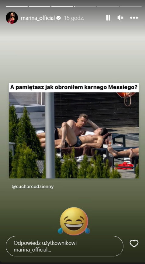 Mem, który udostępniła na swoim profilu na Instagramie Marina Łuczenko-Szczęsna