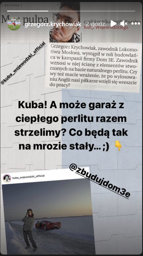 Screenshot z Instastory Grzegorza Krychowiaka