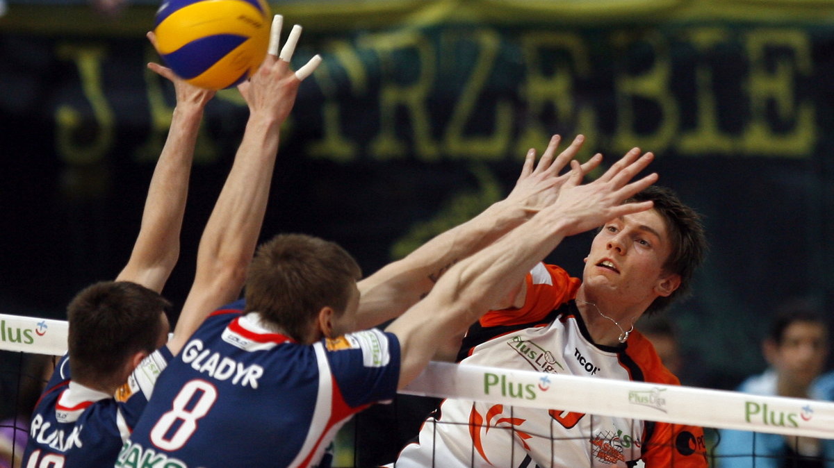 Kadr z meczu Jastrzębski Węgiel - ZAKSA