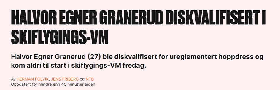 Nagłówek norweskiego VG