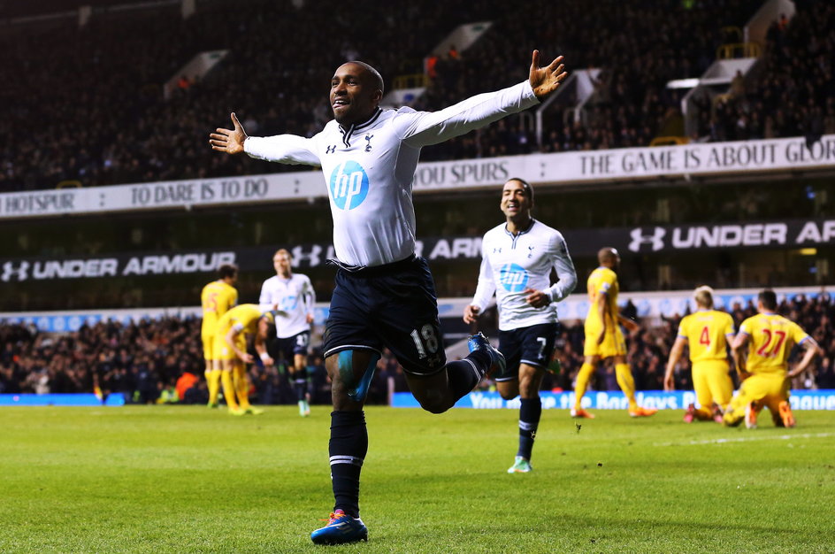 Jermain Defoe świętujący zdobycie gola w meczu przeciwko Crystal Palace, 11.01.2014 r.