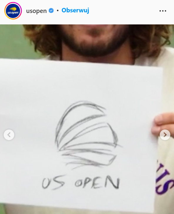 Logo US Open narysowane przez Stefanosa Tsitsipasa