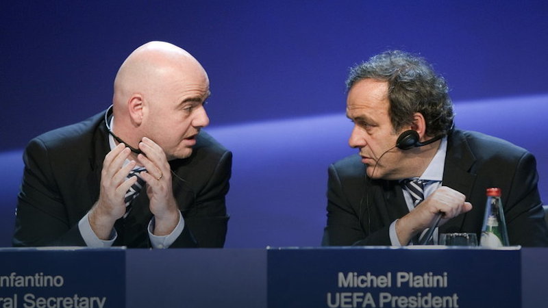 Gianni Infantino i Michel Platini, fot. AFP