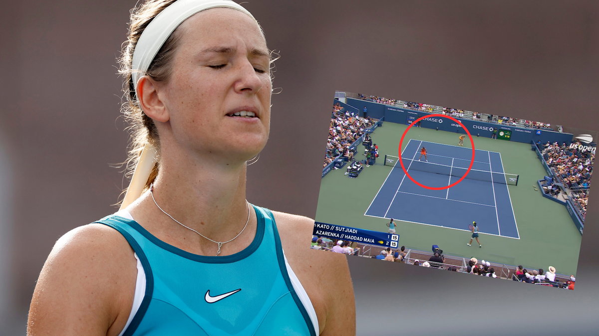 Wiktoria Azarenka trafiła piłką swoją koleżankę z pary (youtube.com/@usopen)