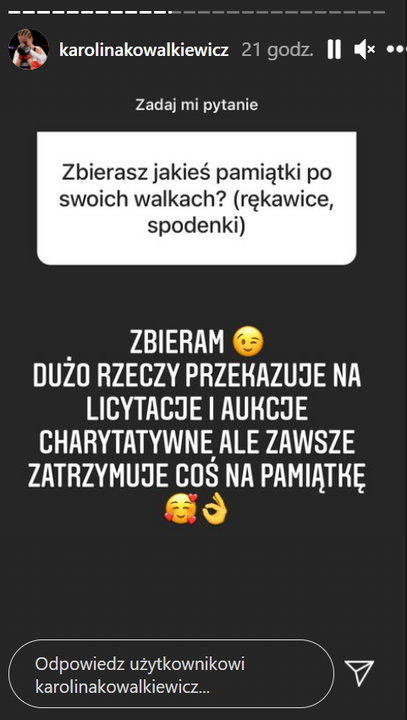 Screenshot z Instastory Karoliny Kowalkiewicz