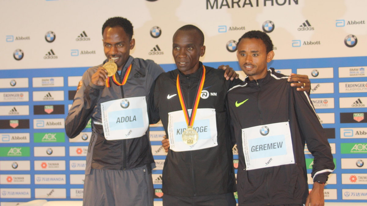 Eliud Kipchoge, Guye Adola, Mosinet Geremew