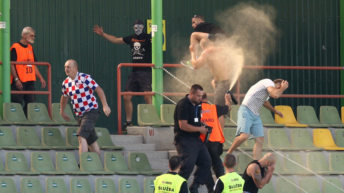 Zamieszki na trybunach podczas meczu GKS Bełchatów - Górnik Zabrze