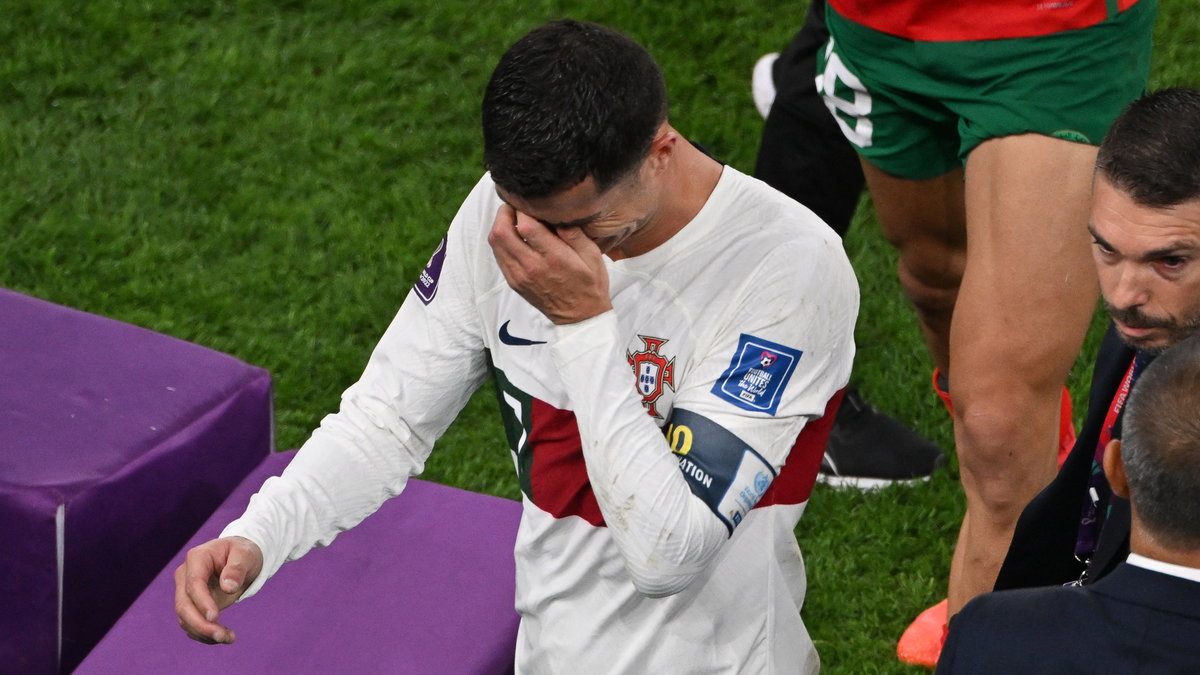 Cristiano Ronaldo płacze po porażce z Marokiem