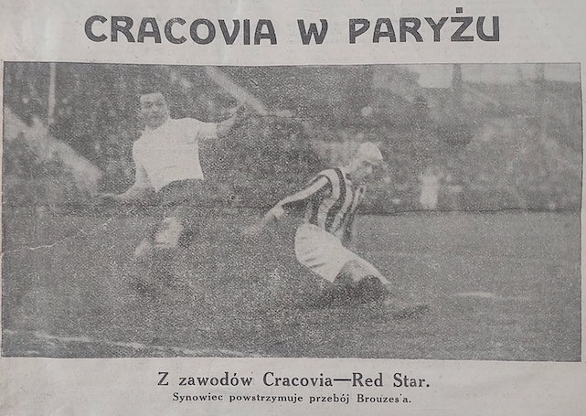 Fragment noworocznego meczu Cracovii rozegranego 1 stycznia 1923 r. w Paryżu.