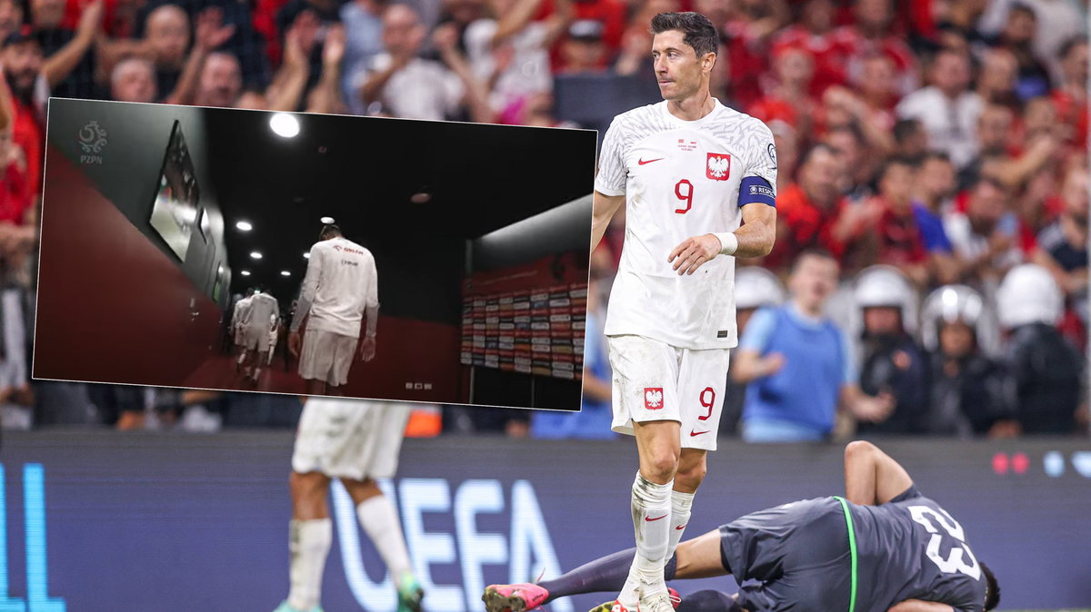 Piłkarze reprezentacji Polski. Z przodu Robert Lewandowski