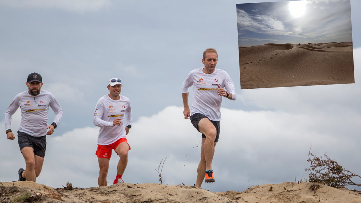 Uczestnicy Sahara Run. Od lewej: Kamil Klich, Piotr Hercog i Rafał Bielawa