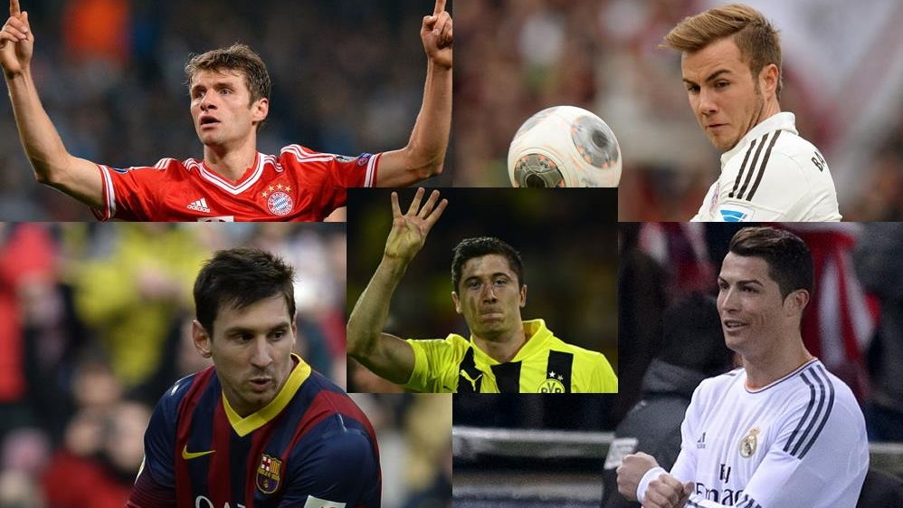 Muller, Goetze, Messi, Lewandowski, Ronaldo