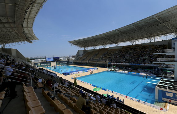 A view of the Maria Lenk Aquatic center is seen during the 2016 FINA Diving World Cup in Rio de Janeiro