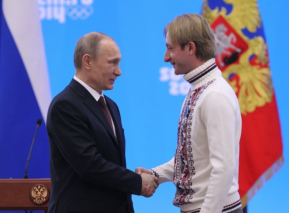 Jewigienij Pluszczenko i Władimir Putin po IO w Soczi (2014)