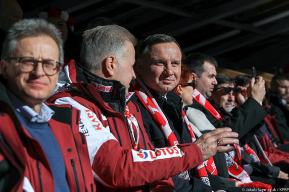 Prezydent Andrzej Duda oglądał konkurs indywidualny Pucharu Świata w Wiśle