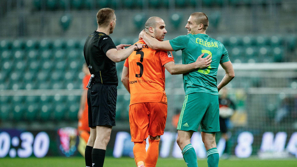 Piotr Lasyk (sędzia), Sasa Balić (Zagłębie Lubin) i Piotr Celeban (Śląsk Wrocław)