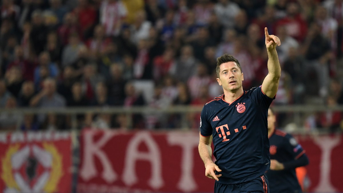 Robert Lewandowski w meczu z Olympiakosem