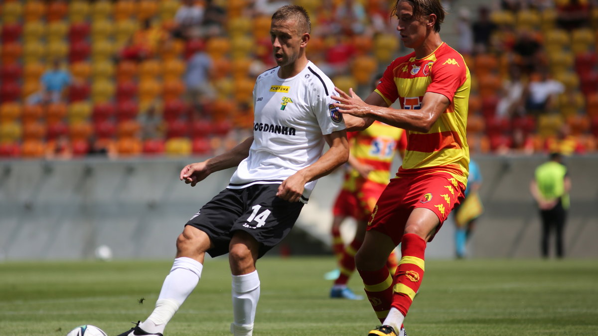 Janusz Gol (Górnik Łęczna) i Andrzej Trubeha (Jagiellonia Białystok)