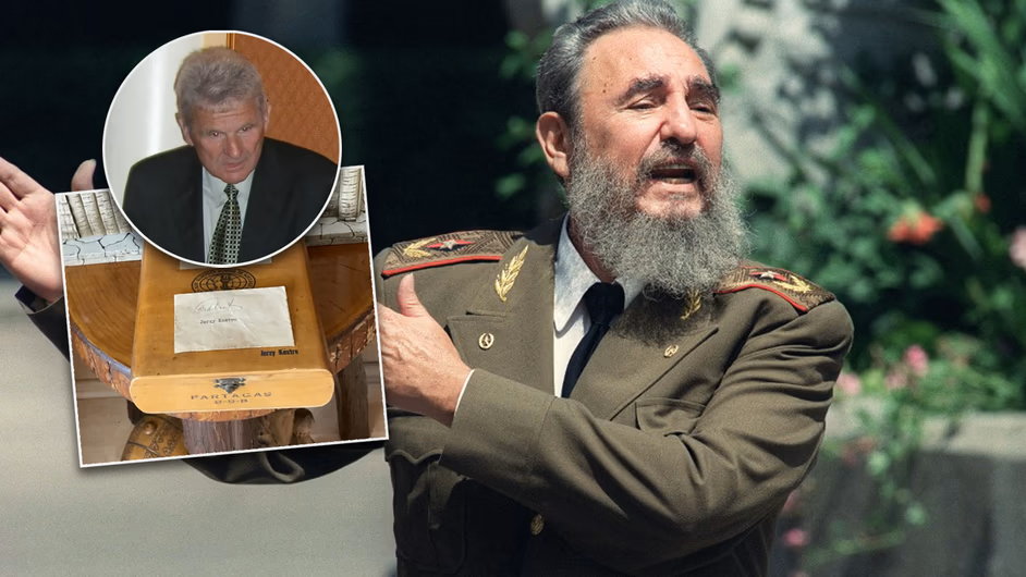 Jerzy Kostro (po lewej) oraz Fidel Castro