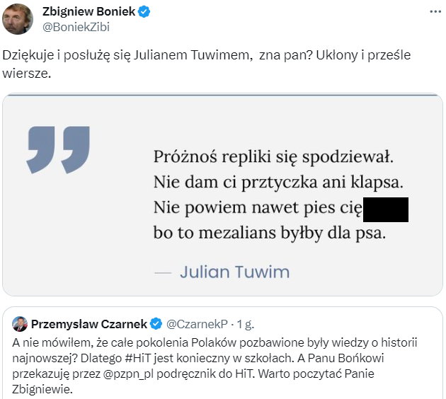 Odpowiedź Zbigniewa Bońka do Przemysława Czarnka